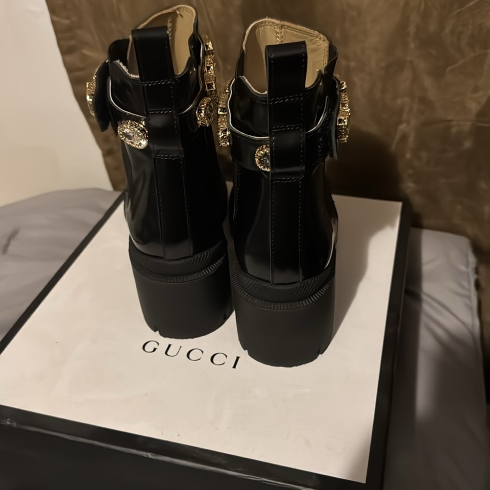 Gucci Black and Gold Ankle Boots with Chunky Sole - Picture 5 of 6
